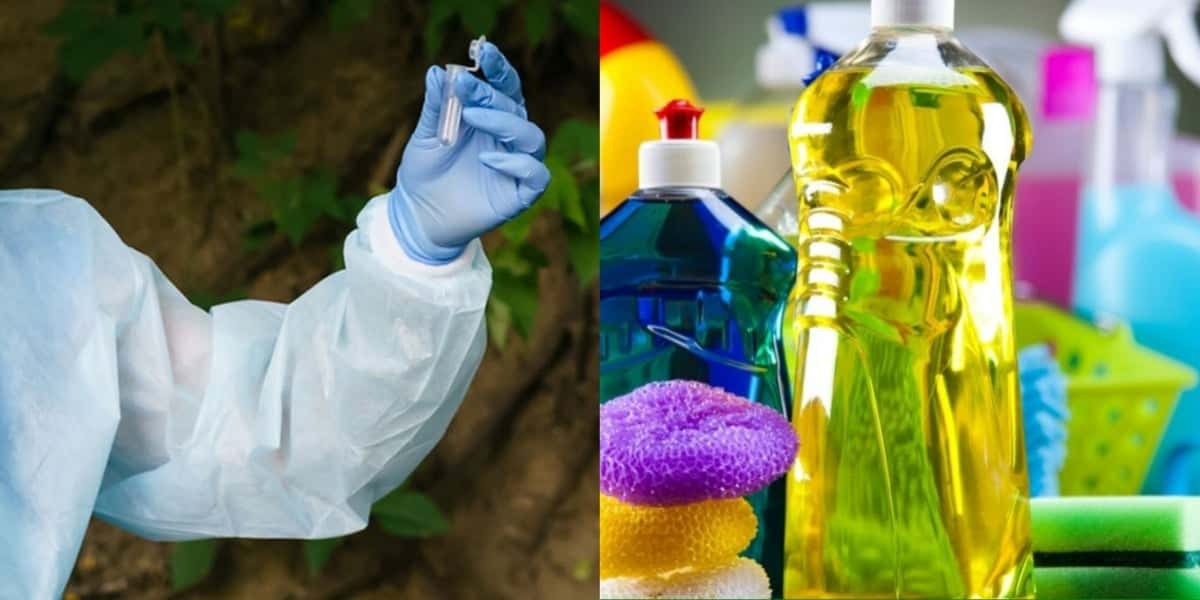 Produtos de limpeza de marca famosa estavam contaminados (Foto: Instituto Claro/Prática Descartáveis)