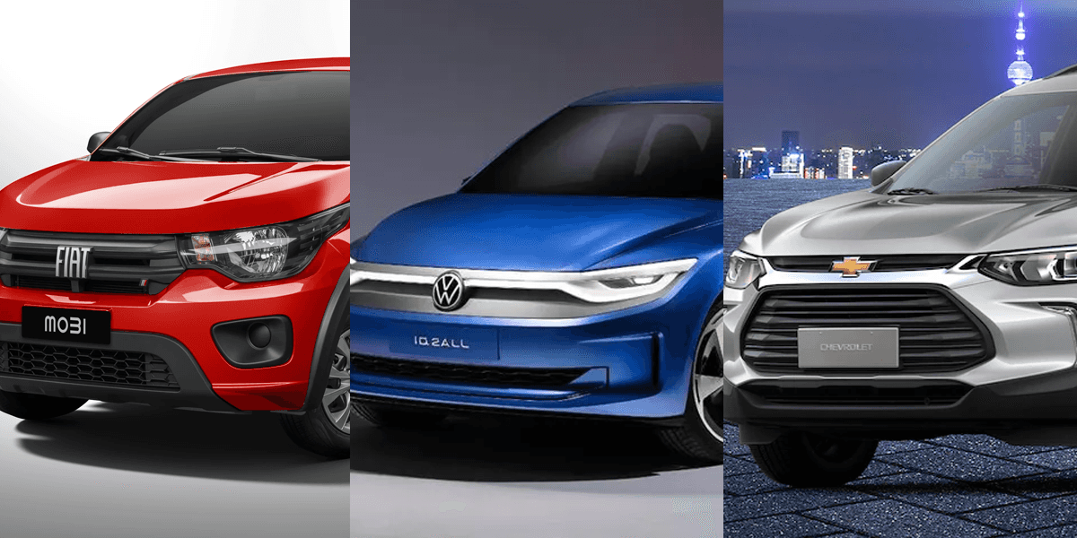 Montadoras de carro dos modelos Fiat, Volkswagen e Chevrolet (Foto: Reprodução/Montagem/TV Foco)