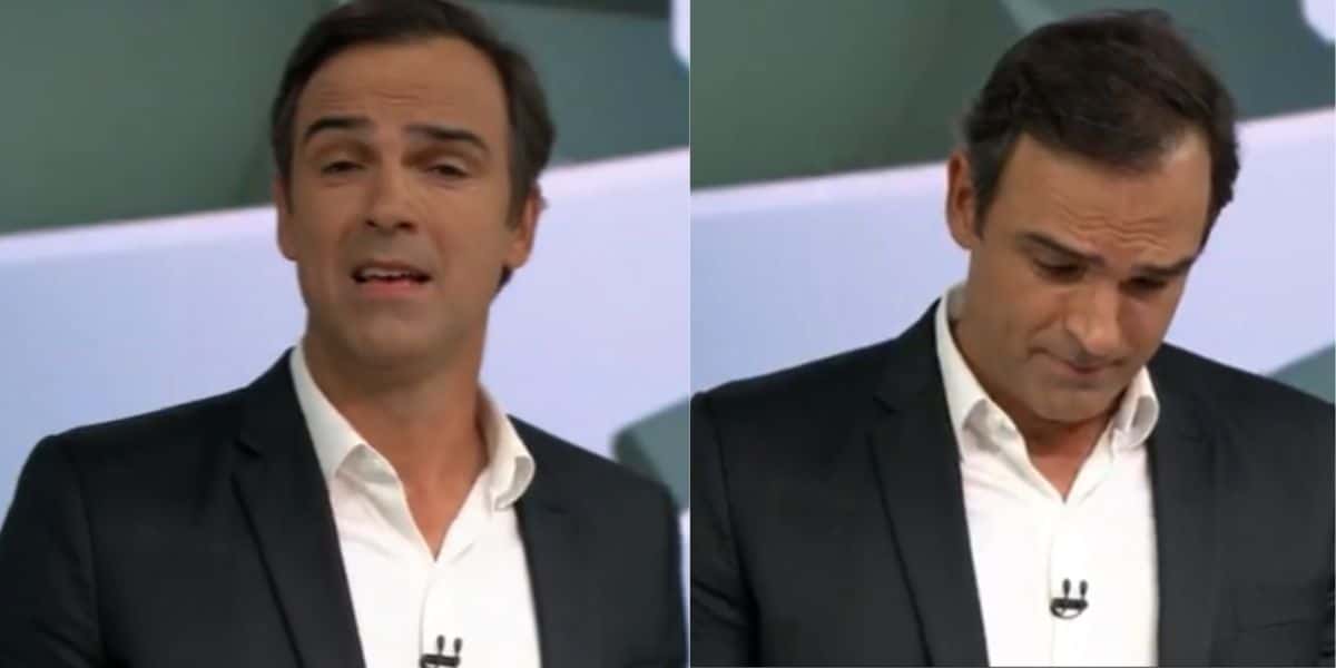 Tadeu Schmidt nos estúdios da Globo (Reprodução: Montagem TV Foco)