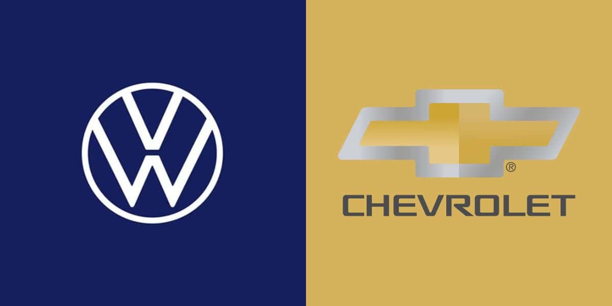 Logotipo da Volkswagen e da Chevrolet (Reprodução - internet)