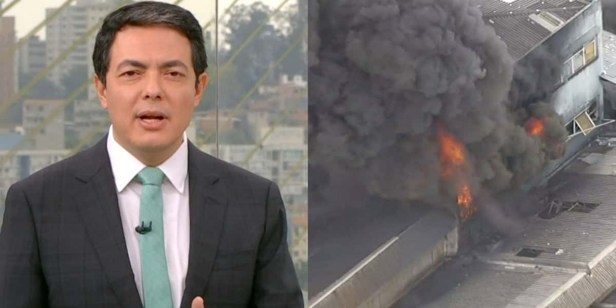 Alan Severiano noticiou incêndio no "SP1" (Foto: Reprodução/TV Globo)