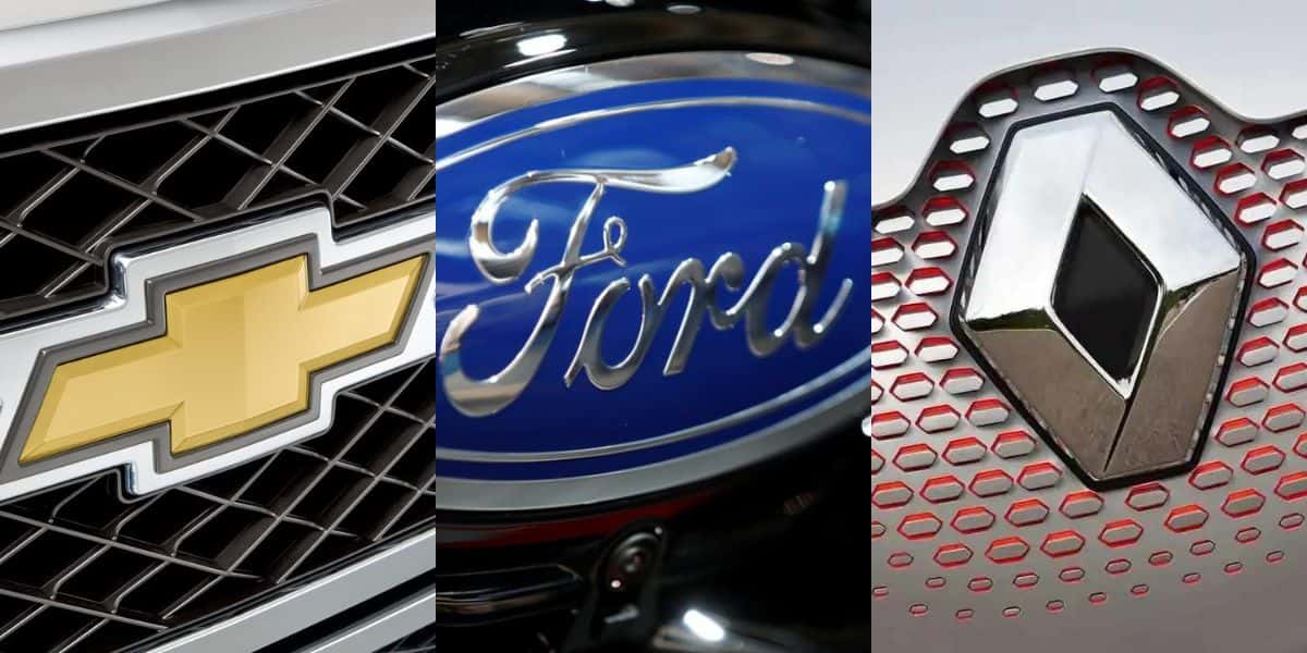 Chevrolet, Ford e Renault. Foto: Reprodução/Internet
