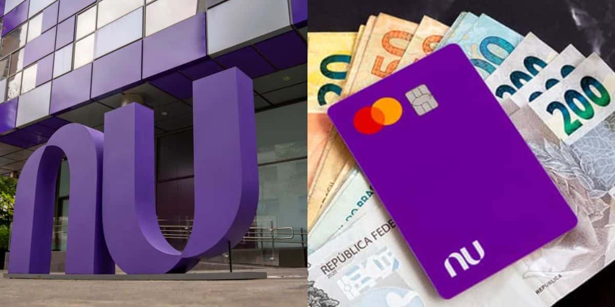 Fachada do Nubank e cartão do banco com dinheiro (Foto: Reprodução / Internet)