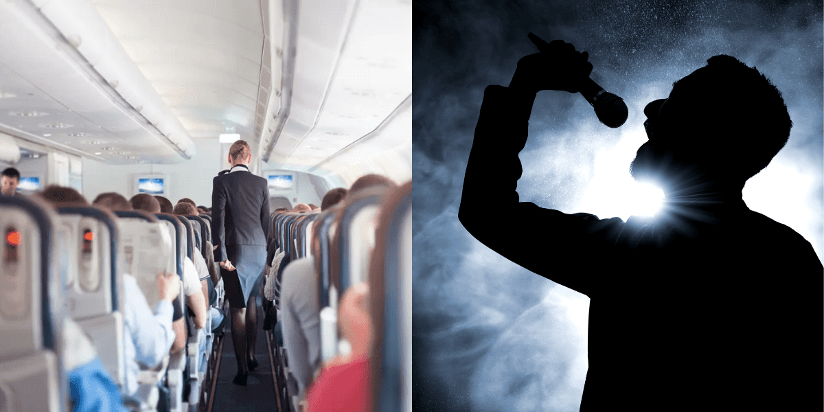 Cantor causa quebra-pau em avião e vídeo acaba de ser vazado (Reprodução/Montagem TV Foco)