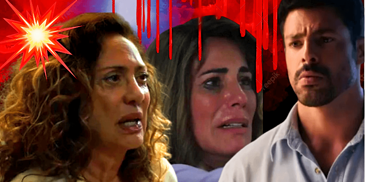 Agatha e Caio se unem para acabar com a vida de Irene, em "Terra e Paixão", novela da Globo (Foto Reprodução/Montagem/Tv Foco)