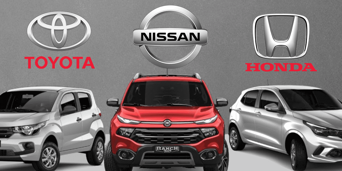 Montadoras de carro: Honda, Toyota e Nissan (Foto: Reprodução, Montagem, TV Foco)