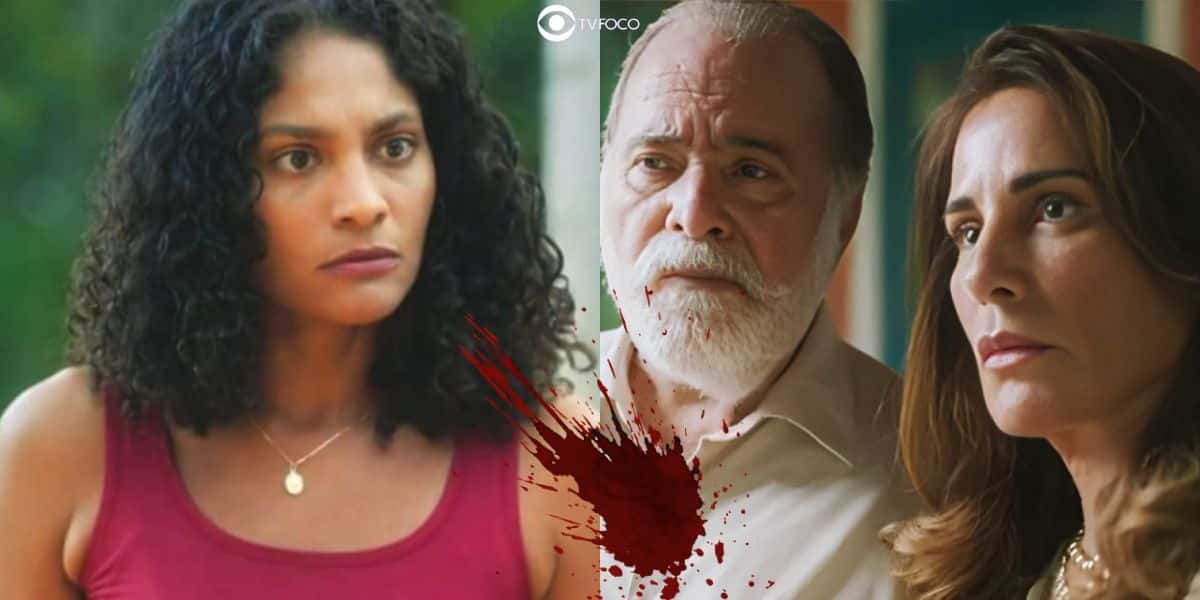 Aline, Antônio e Irene em Terra e Paixão (Foto: Reprodução / Globo / Montagem TV Foco)