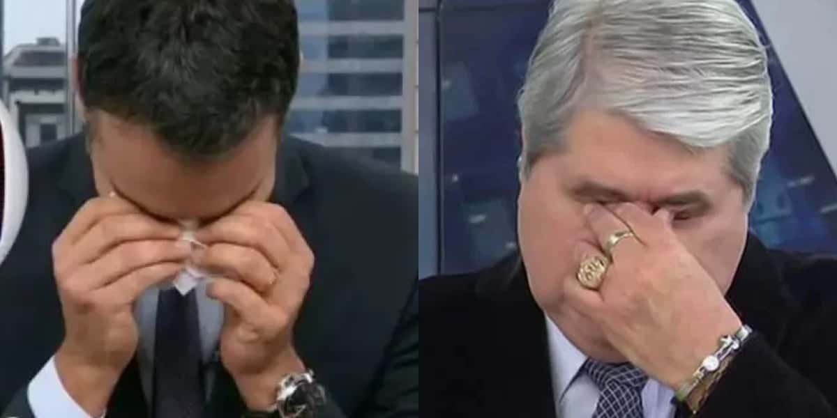Datena e César Tralli se emocionaram em seus jornais (Foto: Reprodução)