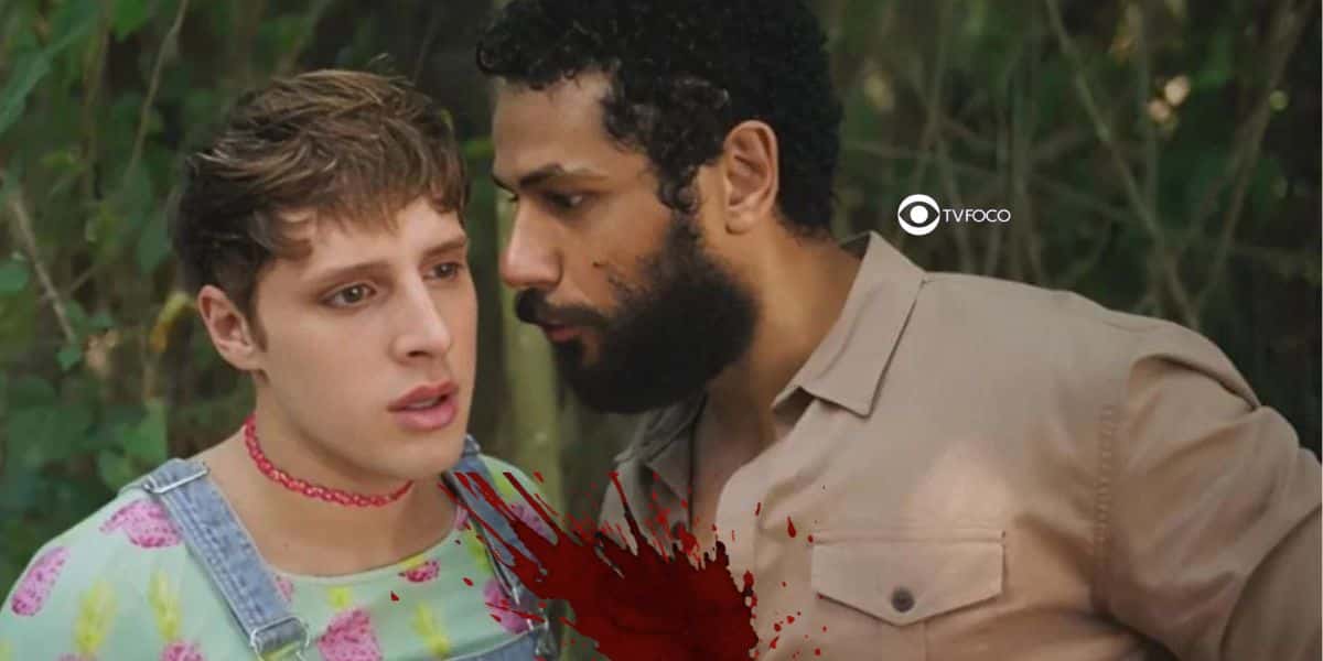 Kelvin e Ramiro encontram corpo ensanguentado em Terra e Paixão (Foto: Reprodução / Globo / Montagem TV Foco)