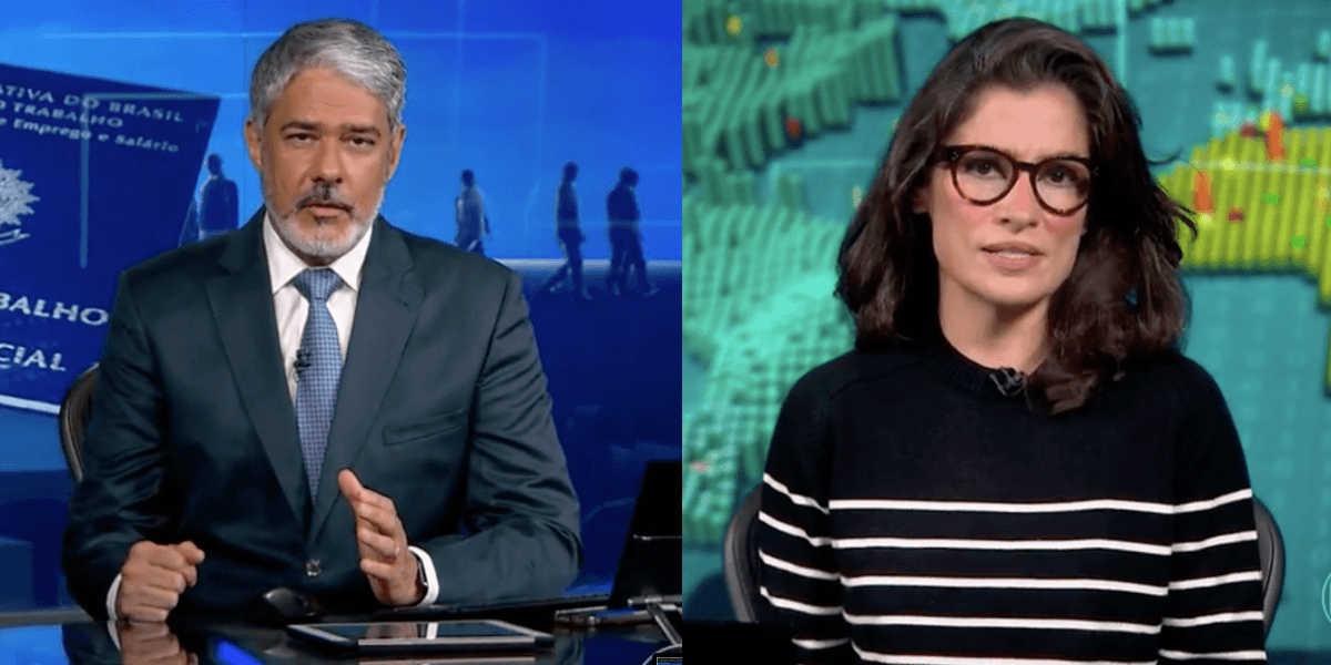 Bonner e Renata param JN com notícias e trabalhadores festejam (Reprodução/Montagem TV Foco)