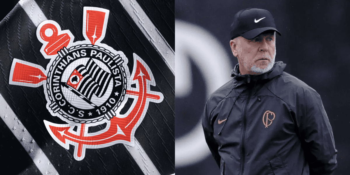 Símbolo do Corinthians e técnico Mano Menezes (Reprodução/Montagem TV Foco)