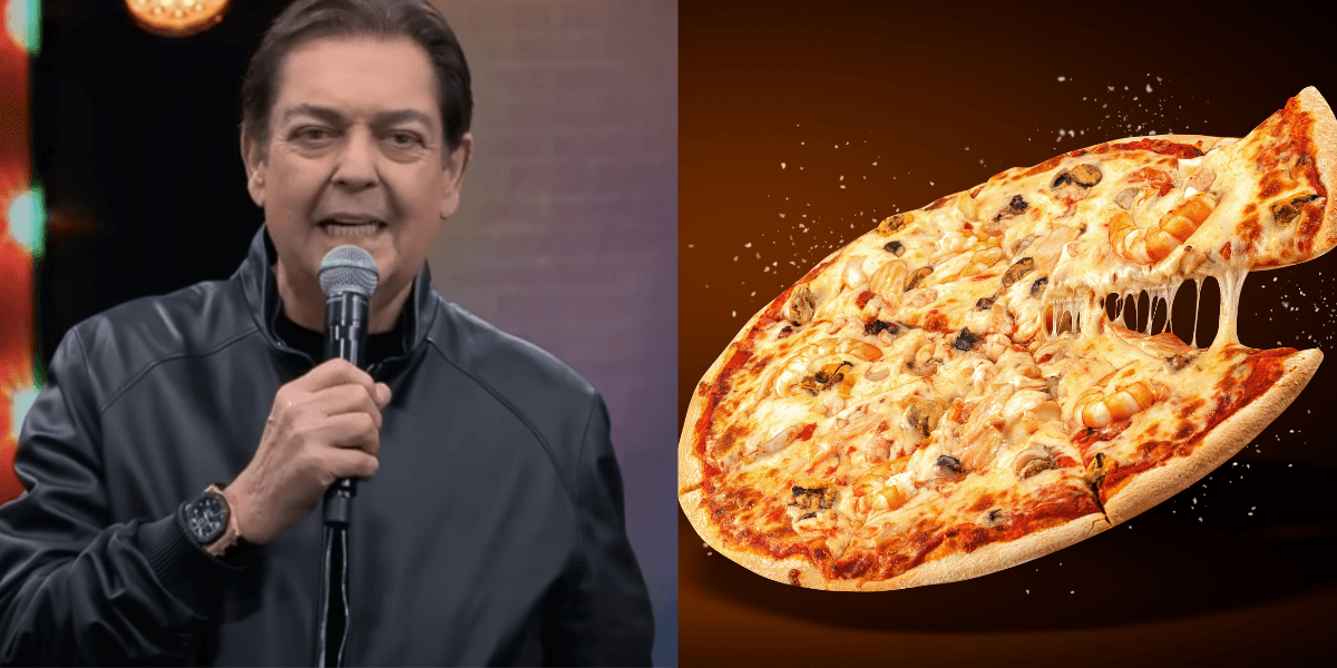Faustão e imagem ilustrativa de pizza (Reprodução/Montagem TV Foco)