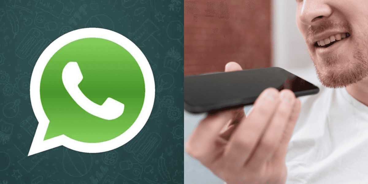 Símbolo do WhatsApp e pessoa mandando áudio (Reprodução/Montagem TV Foco)