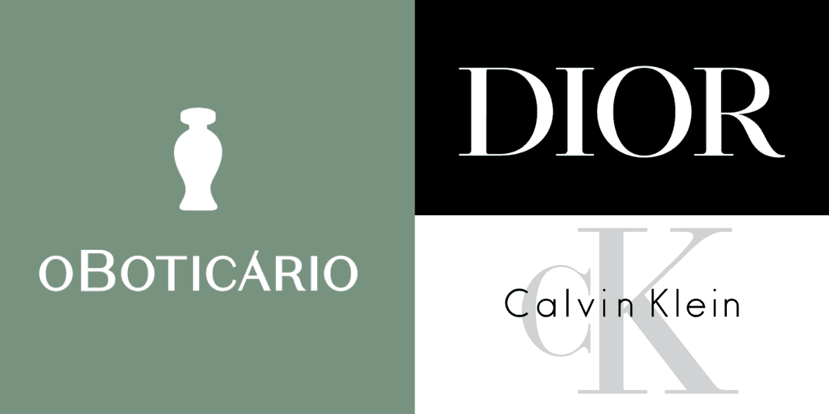 Logo da Boticário, Dior e Calvin Klein (Reprodução/Montagem TV Foco)