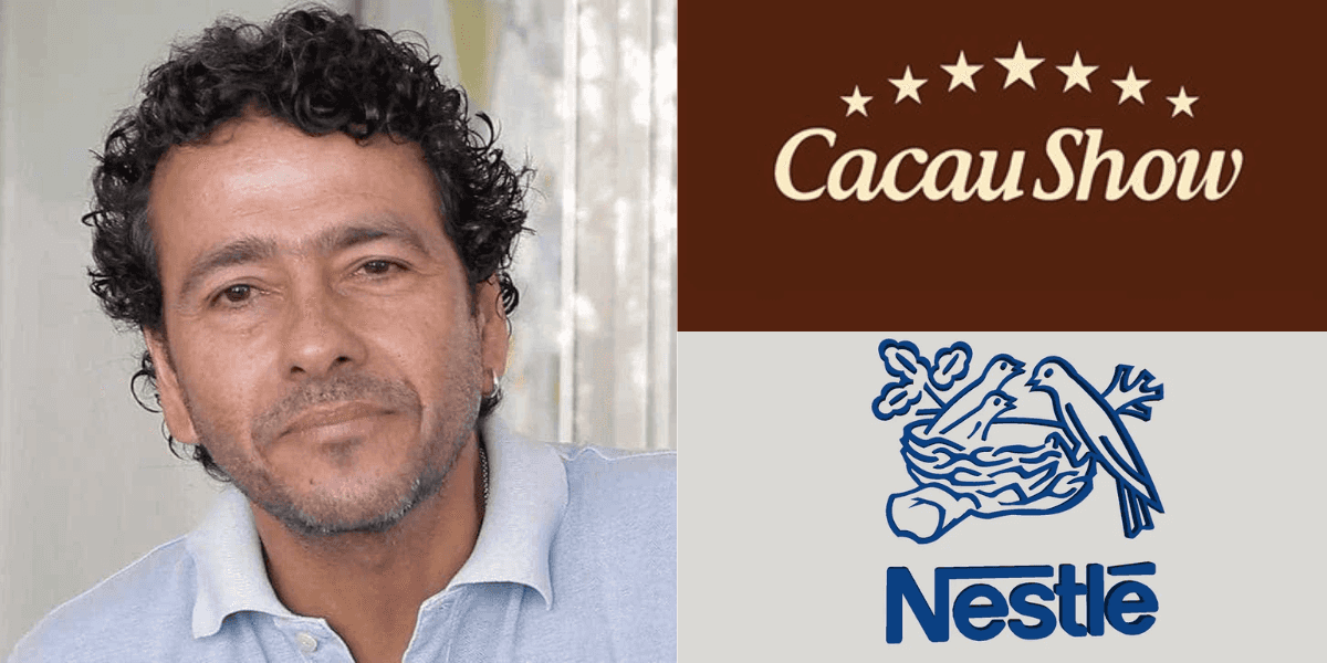Marcos Palmeira, e logo da Cacau Show e Nestlé (Reprodução/Montagem TV Foco)