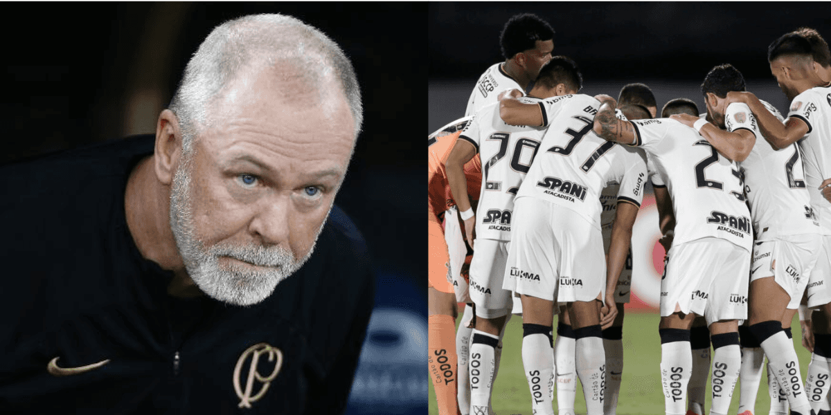 Mano Menezes e elenco do Corinthians (Reprodução/Montagem TV Foco)