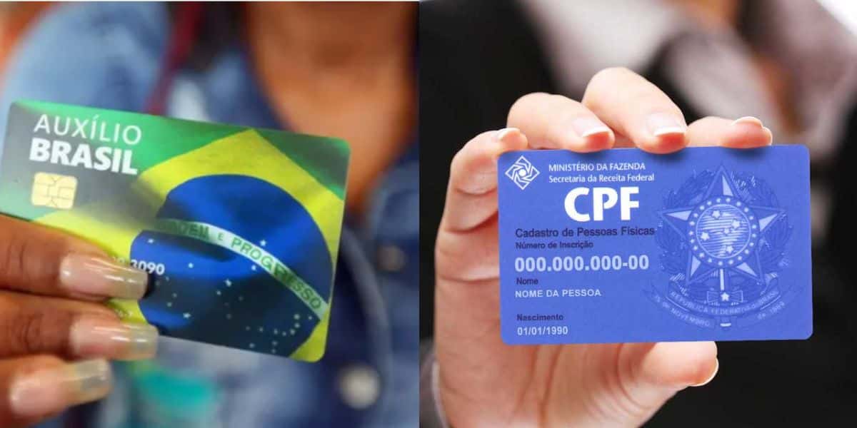 Cartão do auxilio brasil e cartão do CPF - montagem: Tv foco