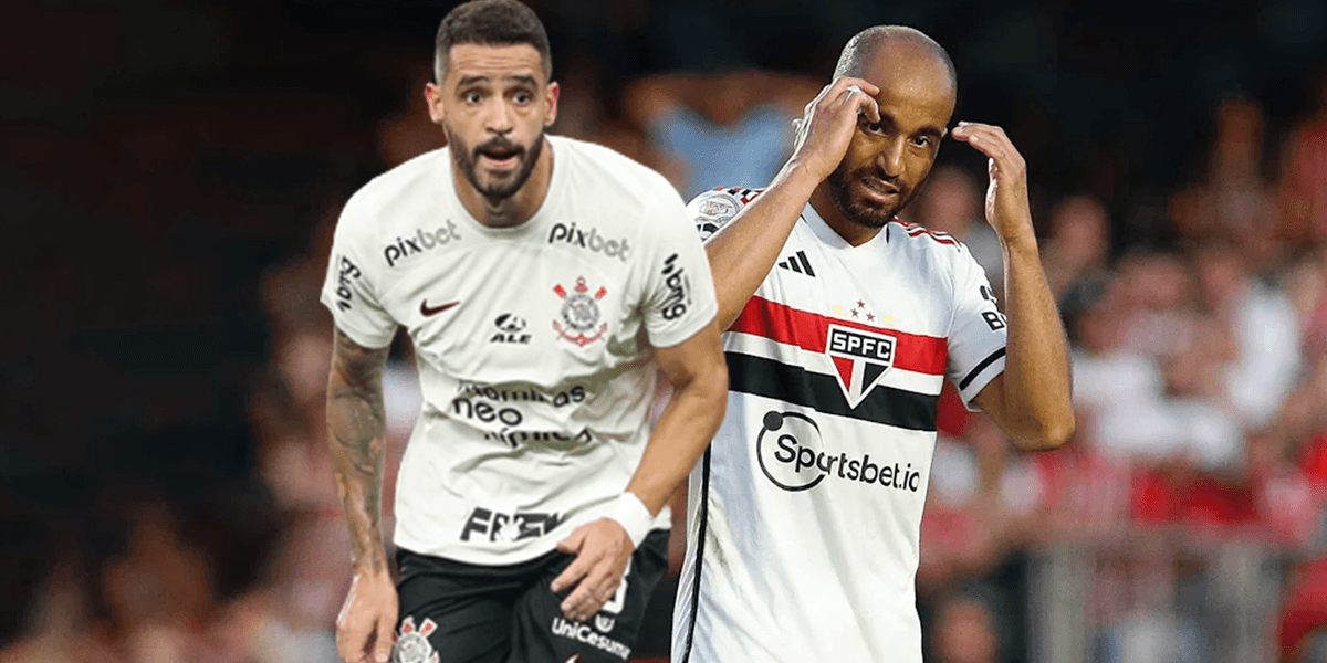 Jogadores Lucas Moura (São Paulo) e Renato Augusto (Corinthians) (Foto: Reprodução, Montagem, TV Foco)