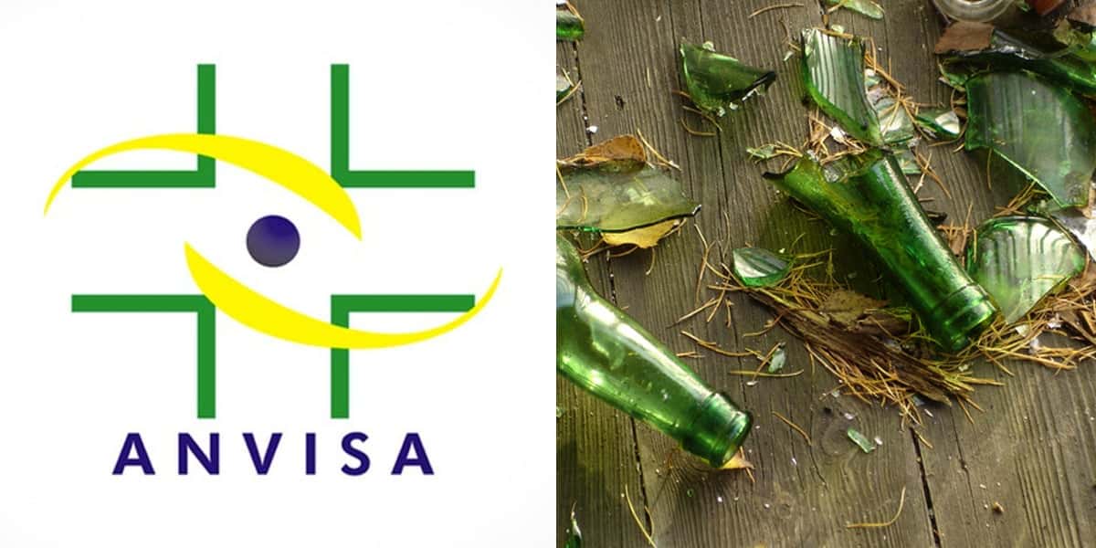 Logo da Anvisa e vidro quebrado (Foto: Reprodução, Montagem, TV Foco)