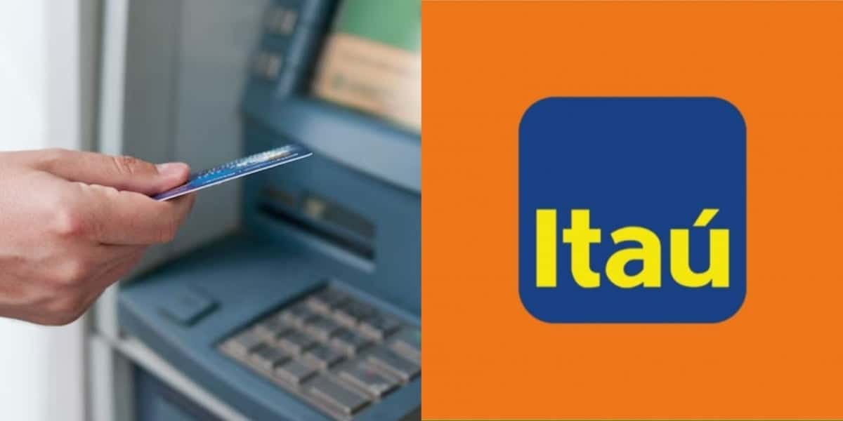 Caixa eletrônico e logo do Itaú (Fotos: Reproduções / Freepik / Internet)