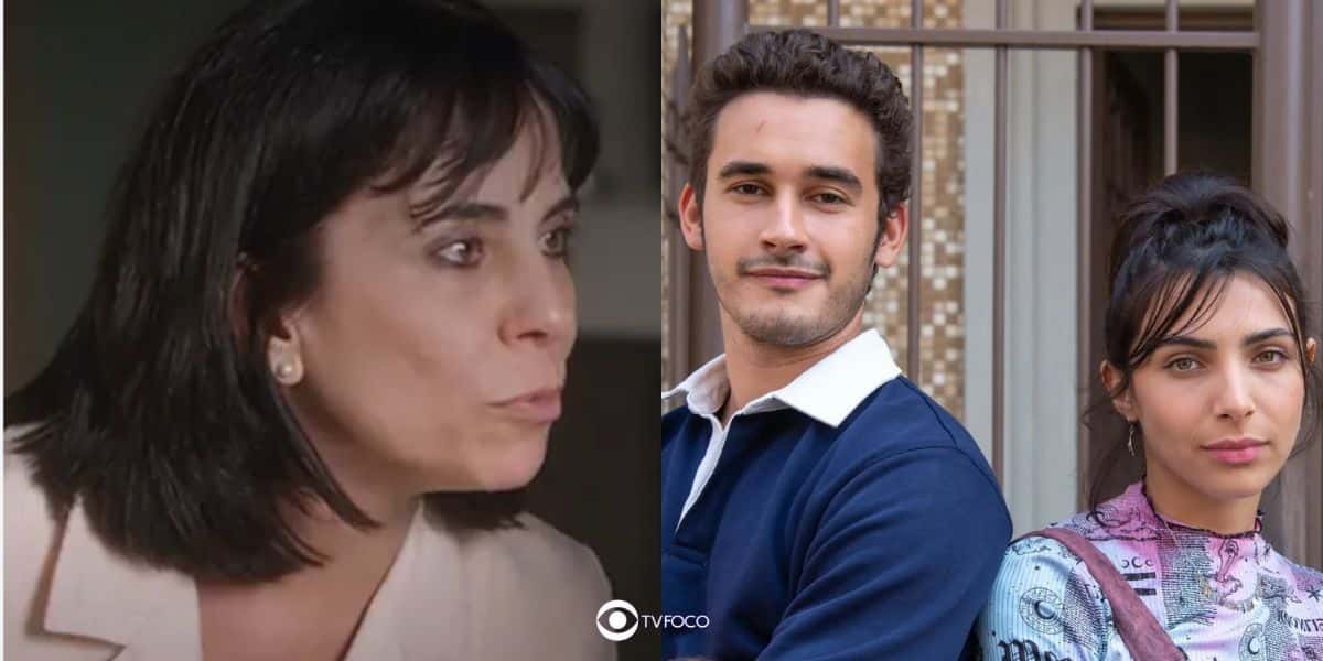 Miriam, Giovanni e Ísis em cenas de Elas por Elas (Foto: Reprodução / Globo / Montagem TV Foco)