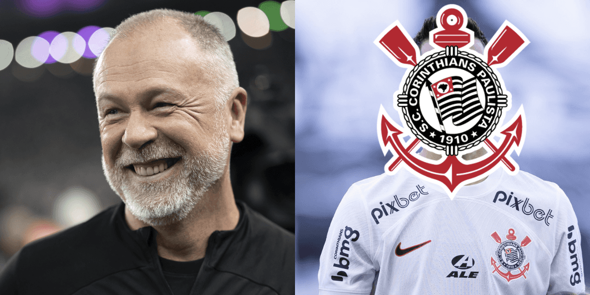 Mano Menezes e jogador do Corinthians (Reprodução/Montagem TV Foco)