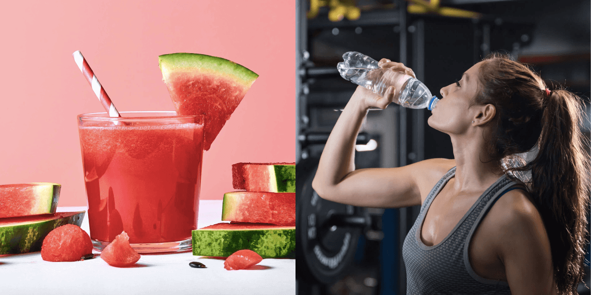 Consequências de beber suco de melancia antes do treino (Reprodução/Montagem TV Foco)