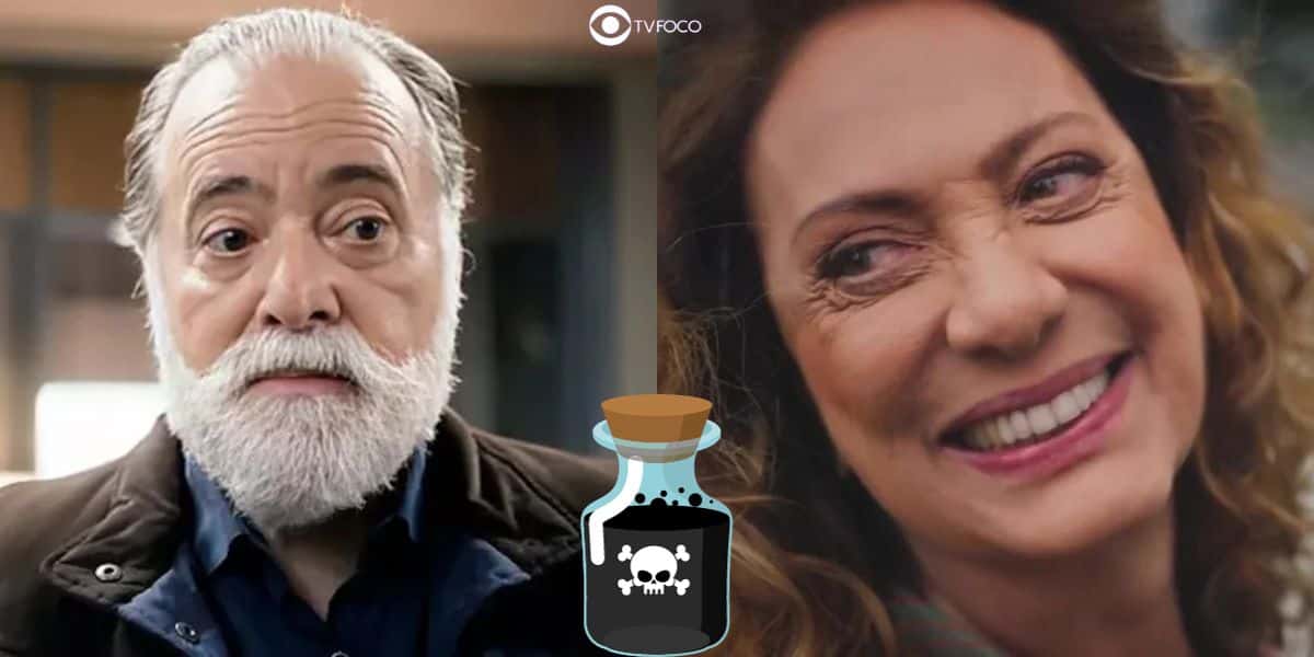 Agatha (Eliane Giardini) envenenará Antônio (Tony Ramos) em Terra e Paixão (Foto: Reprodução / Globo / Montagem TV Foco)