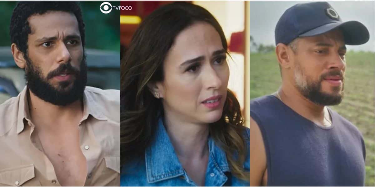 Ramiro, Anely e Jonatas em Terra e Paixão (Foto: Reprodução / Globo / Montagem TV Foco)