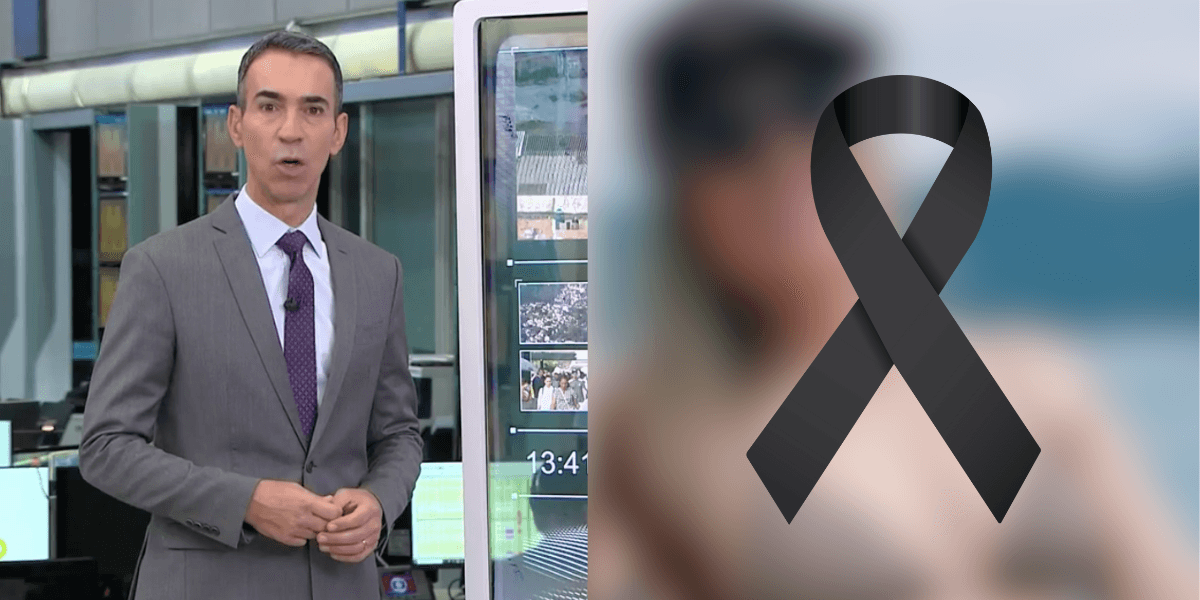 César Tralli anuncia morte no Jornal Hoje (Reprodução/Montagem TV Foco)