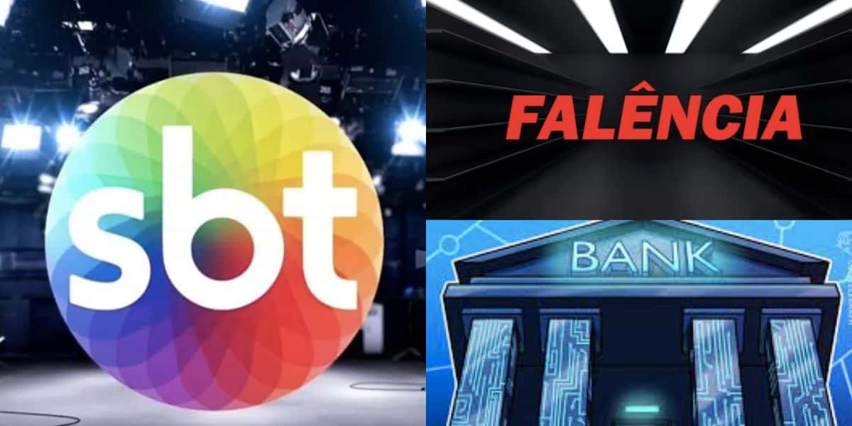 Logo SBT, falência e banco (Fotos: Reproduções / Internet / TV Foco)