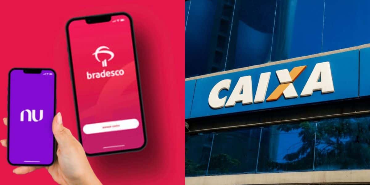 Nubank, Bradesco e Caixa estão entre os principais bancos (Foto: Montagem TV Foco)