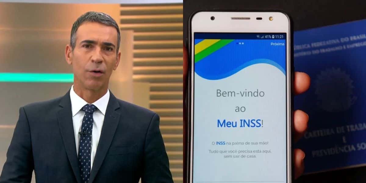 César Tralli deu notícia sobre o INSS (Foto: Montagem TV Foco)