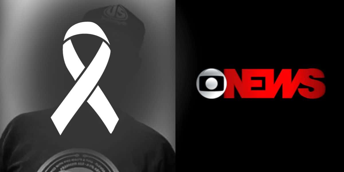Luto de estrela da música e logo da GloboNews (Foto: Reprodução / Internet / Montagem TV Foco)