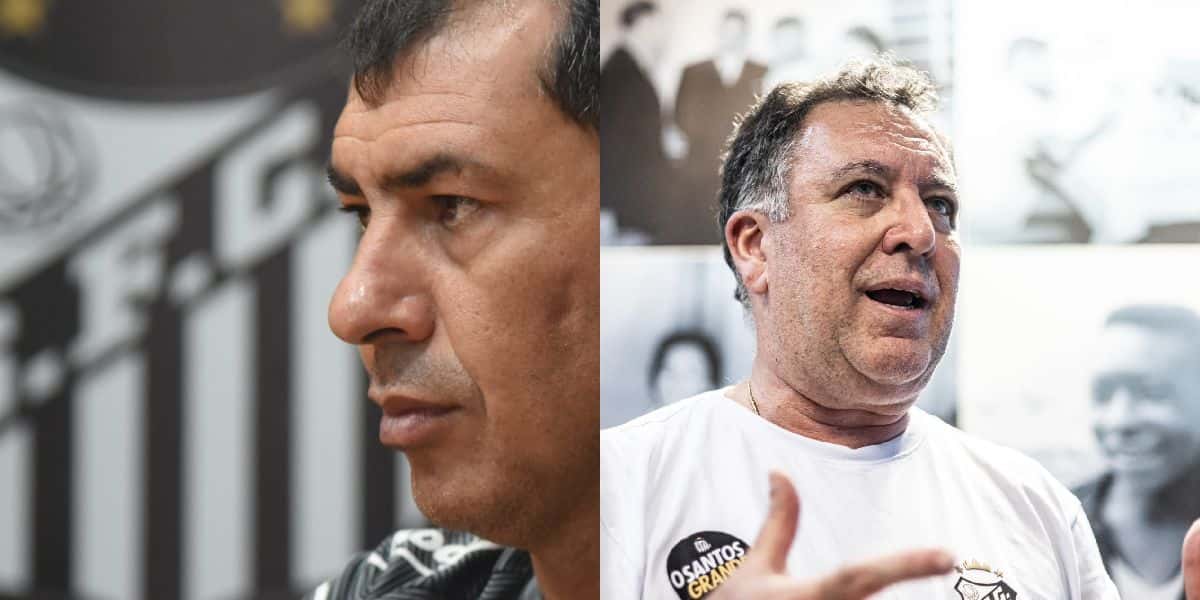 Carille e Marcelo Teixeira, no Santos (Foto - Montagem TV Foco)