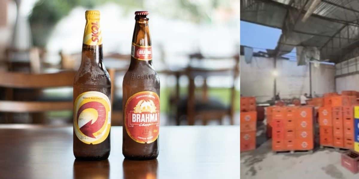 Cerveja Skol, Brahma e fábrica (Fotos: Reproduções / Internet / G1)