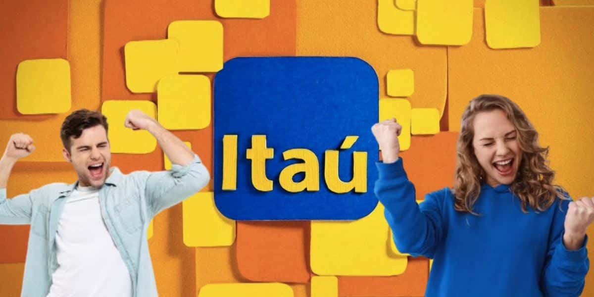 Itaú e pessoas celebrando (Fotos: Reproduções / Internet / Freepik)