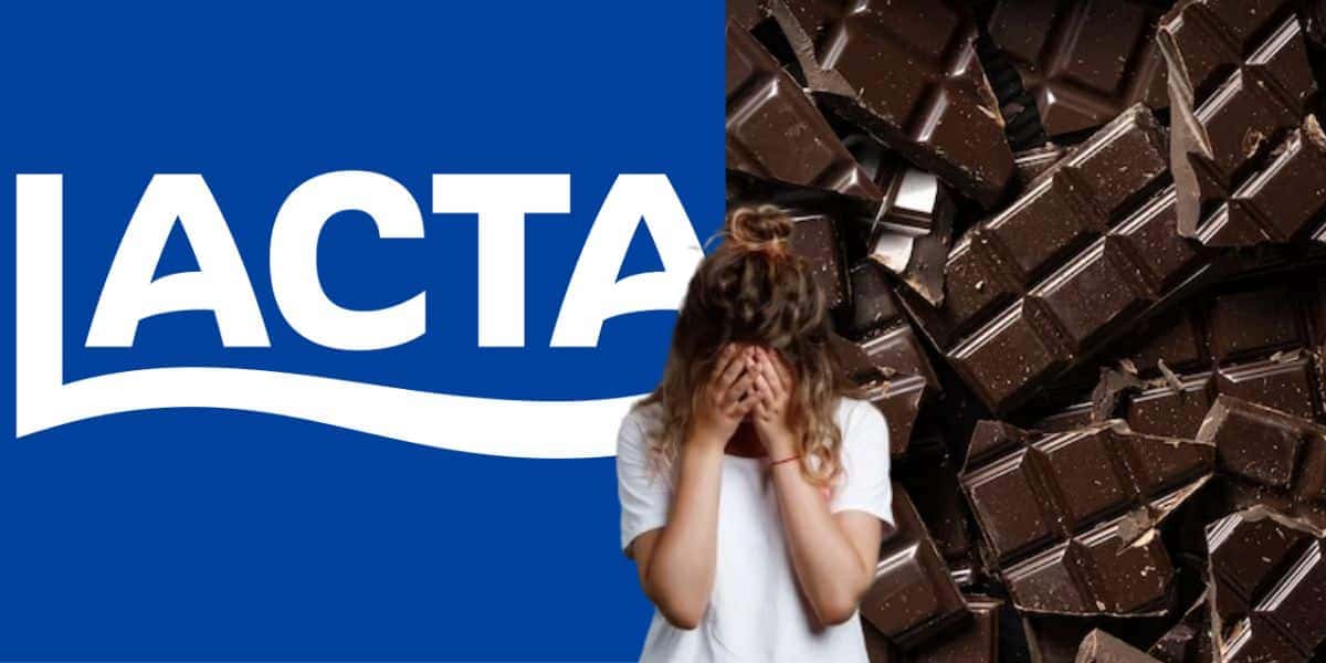 Logo Lacta, pessoa triste e chocolates (Fotos: Reproduções / Internet / Freepik)