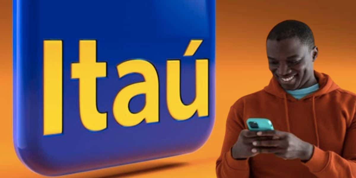 Logo do Itaú e homem sorrindo (Fotos: Reproduções / Internet / Freepik)