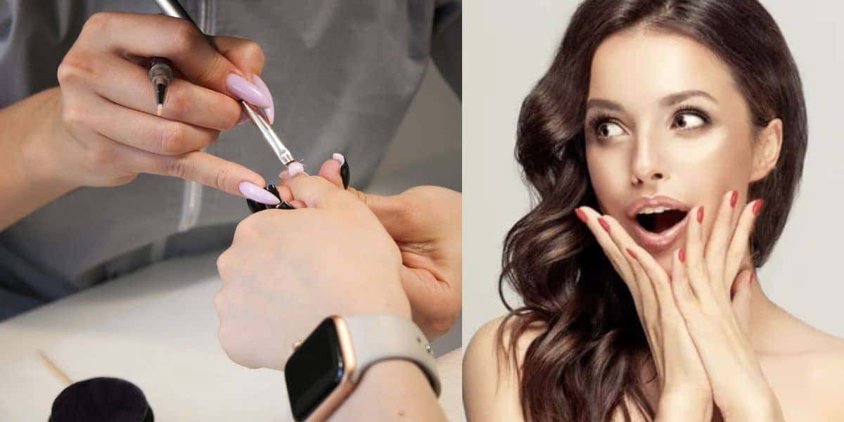 Manicure fazendo unha da cliente e mulher chocada (Fotos: Reproduções / Canva / Depositphotos)
