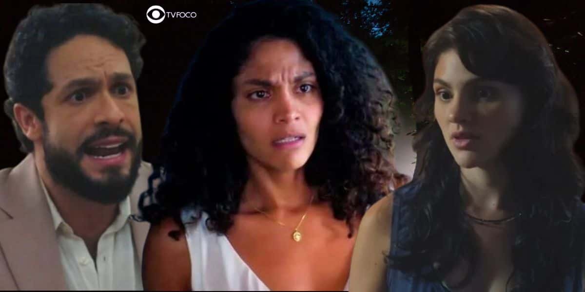 Luigi, Aline e Petra em Terra e Paixão (Foto: Reprodução / Globo / Montagem TV Foco)