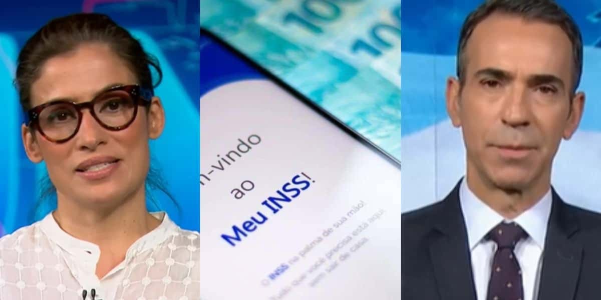 Renata Vasconcellos e César Tralli falaram sobre aumentos do INSS (Foto: Reprodução/ Internet)