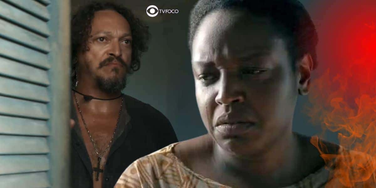 Quitéria (Belize Pombal) e Venâncio (Fabio Lago) em Renascer (Foto: Reprodução / Globo / Montagem TV Foco)