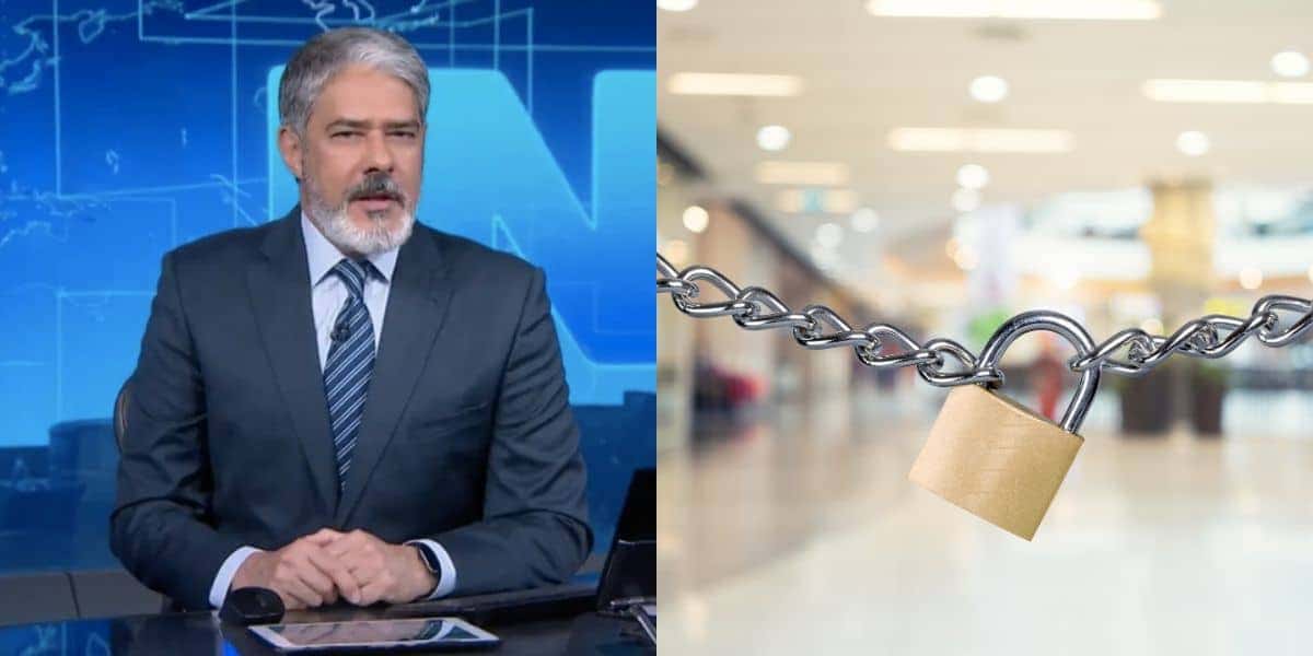 O terror de falência de gigante dos shoppings exposto por Bonner (Reprodução/Montagem TV Foco)