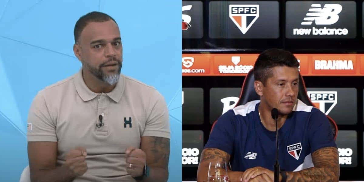 Denílson para Jogo Aberto e crava situação delicada de Carpini (Reprodução/Montagem TV Foco)