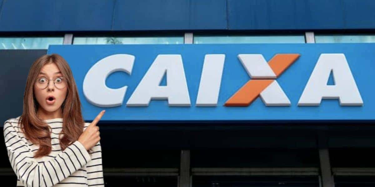 Mulher chocada e agência da Caixa (Fotos: Reproduções / Freepik / Internet)