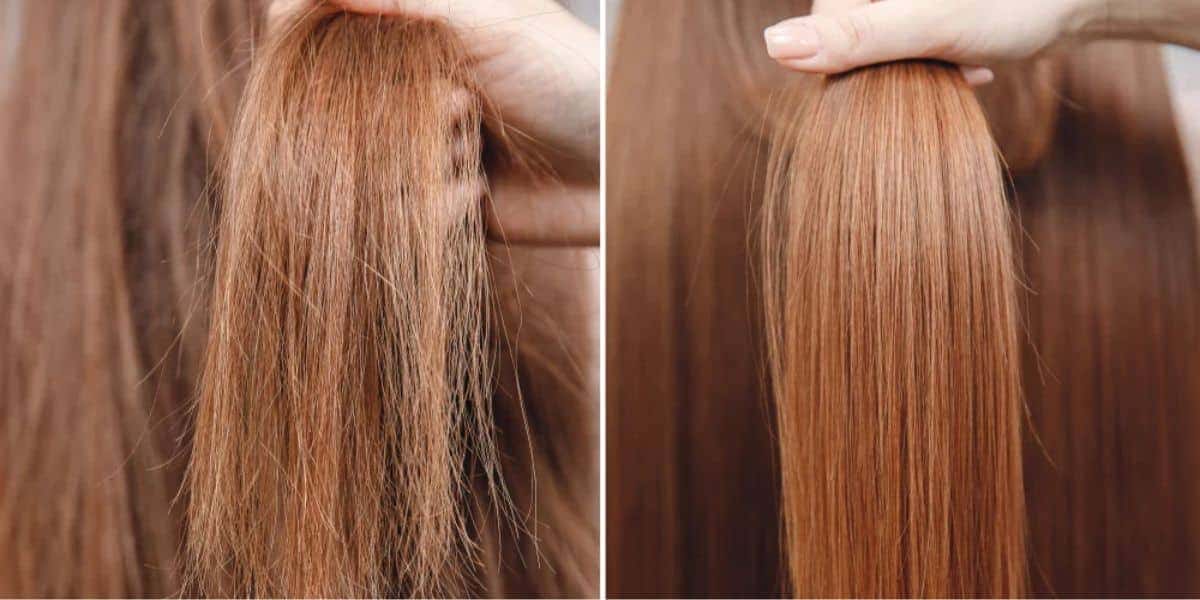 Cabelo com frizz e sem (Reprodução: Internet)