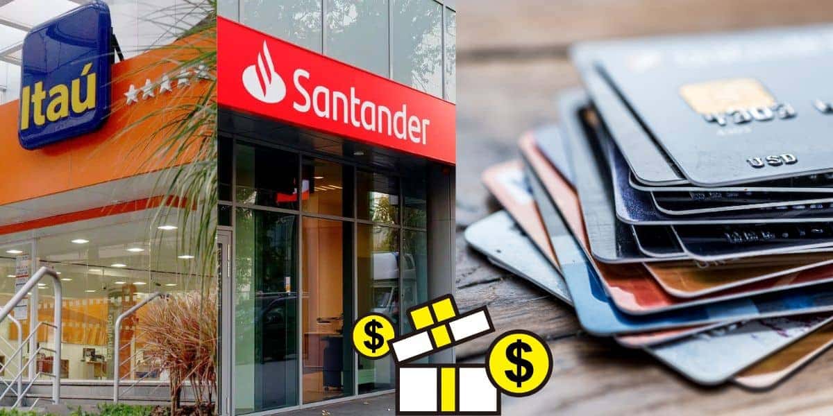 Fachada do Banco Itaú, Santander e cartões de crédito (Foto: Reprodução / Canva)