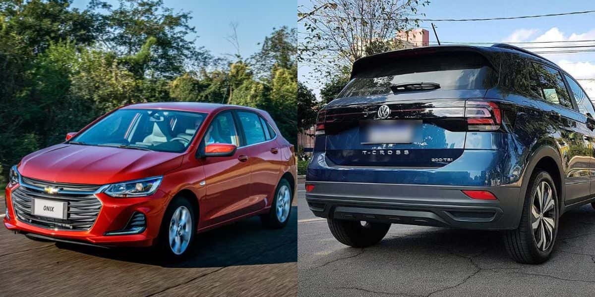 Onix e T-Cross (Reprodução: Montagem TV Foco)
