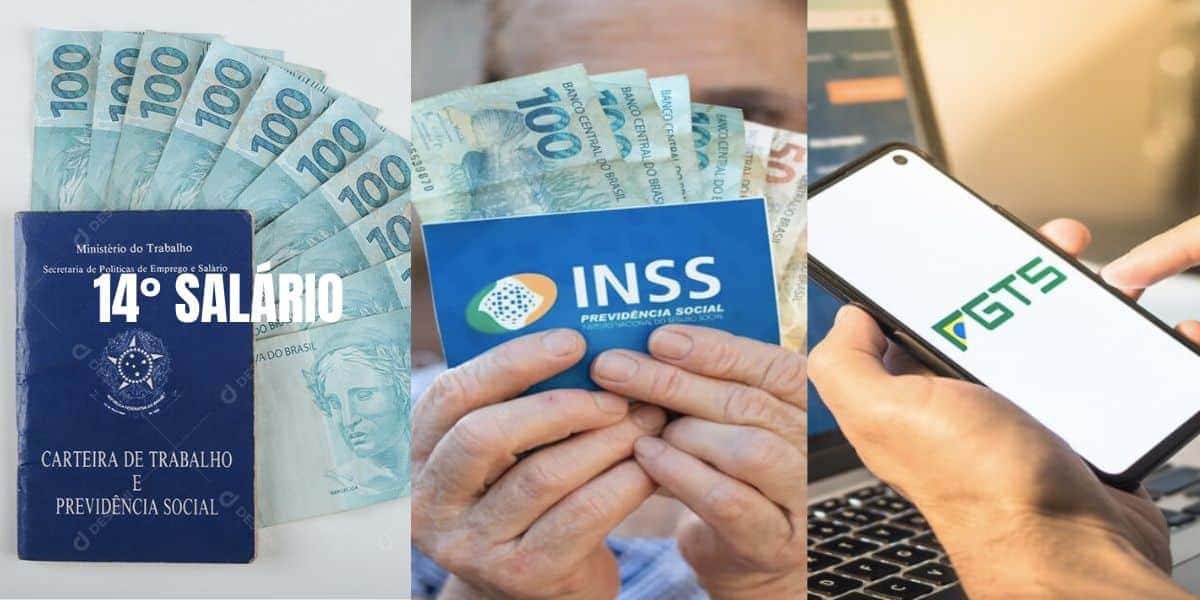 14º salário, antecipação do 13º do INSS e saque do FGTS (Reprodução/Montagem TV Foco)